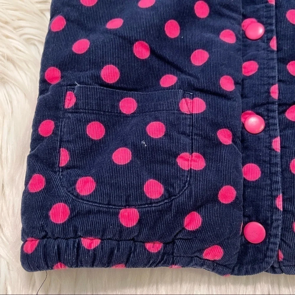 Carter's Baby Girls Sz 6 Months Sleeveless Vest Snap Up Navy Blue Pink Polka Dot